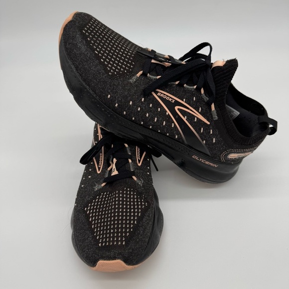 Brooks Black and Pink Athletic Shoes with Breathable Mesh - Picture 1 of 6
